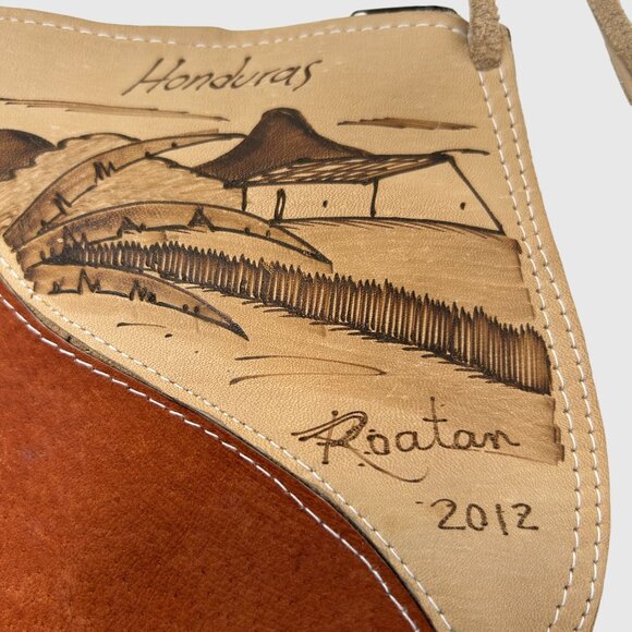 Handcrafted Honduras Roatán 2012 Leather Souvenir Bag & Wallet Set - Picture 5 of 10